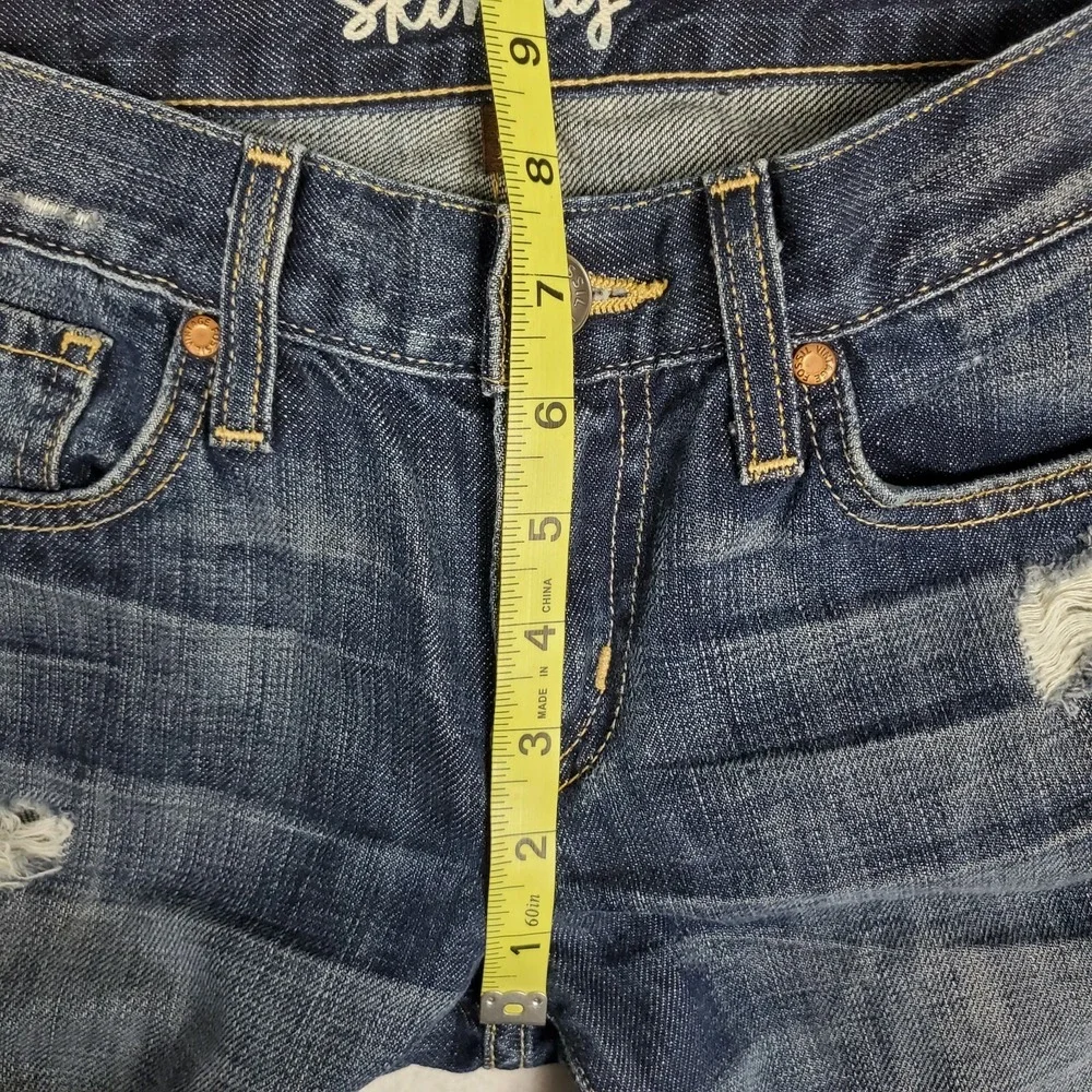 Fossil Skinny Jeans Womens Size‎ 25 Heavy Destroy Blue Distressed Denim USA Made